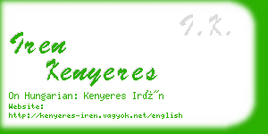 iren kenyeres business card